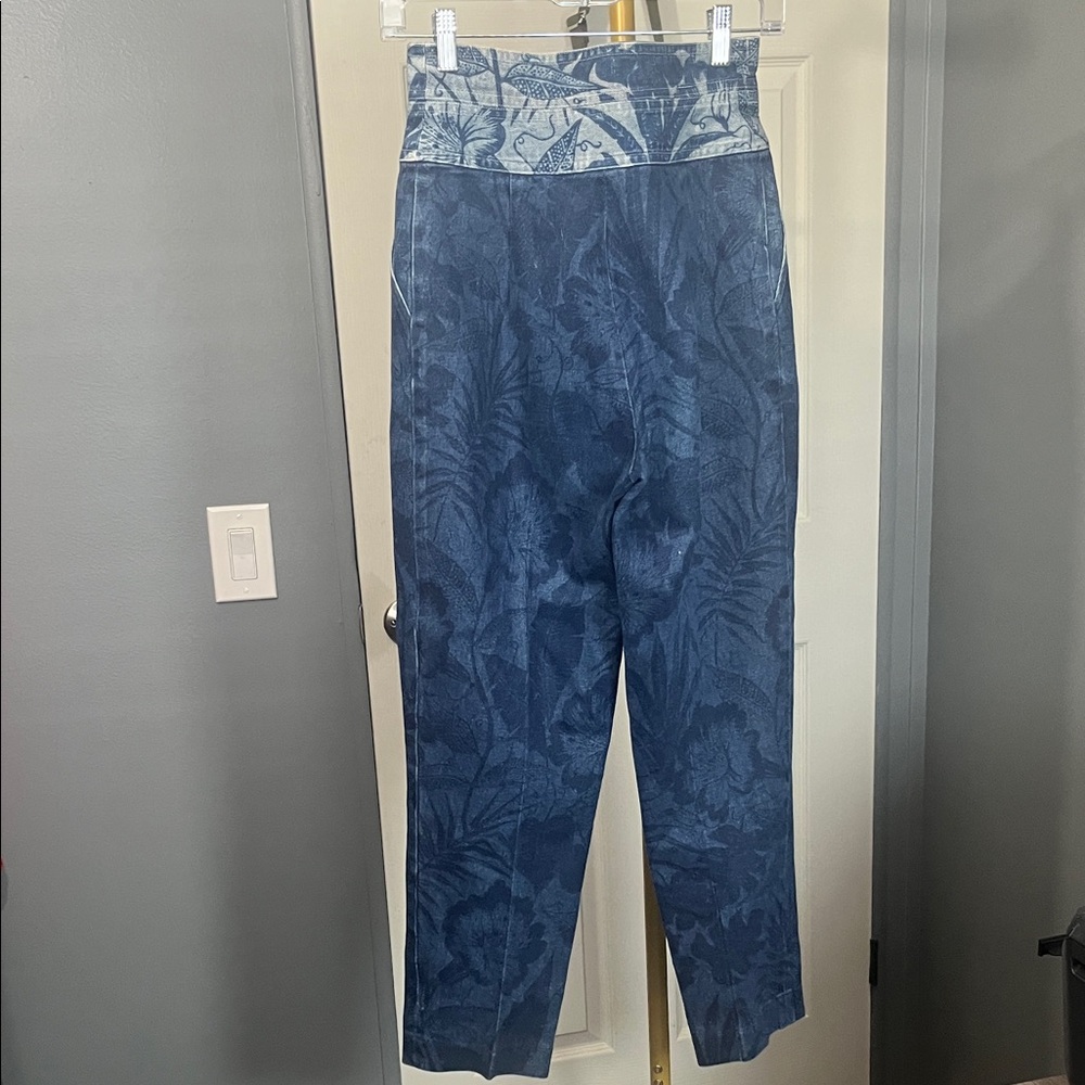 Elegant Blue Patterned Boot Cut Jeans - Picture 4 of 8